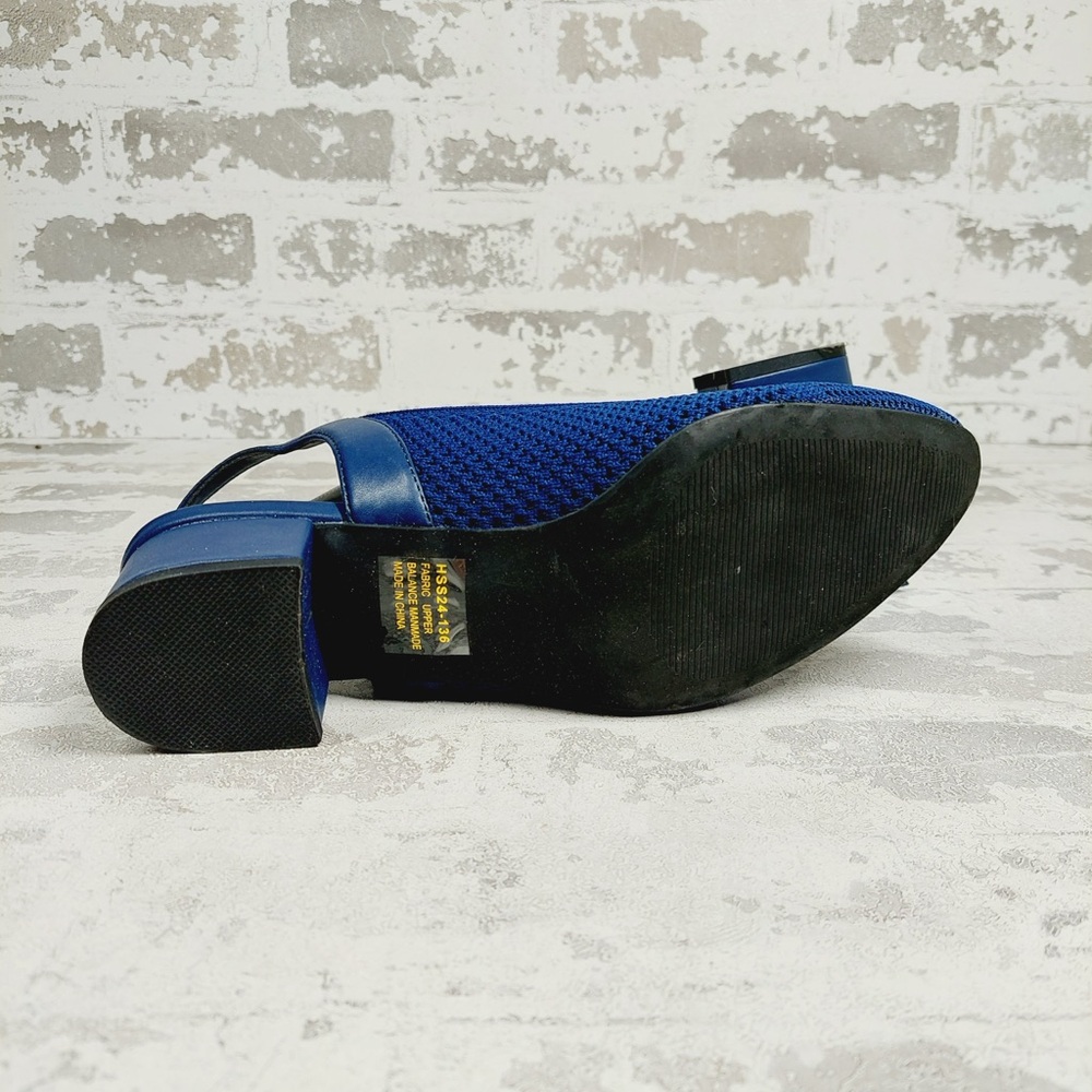 NEW David Tate Blue Knit Slingback Round Toe Low Heel Shoes F845 - Picture 4 of 8